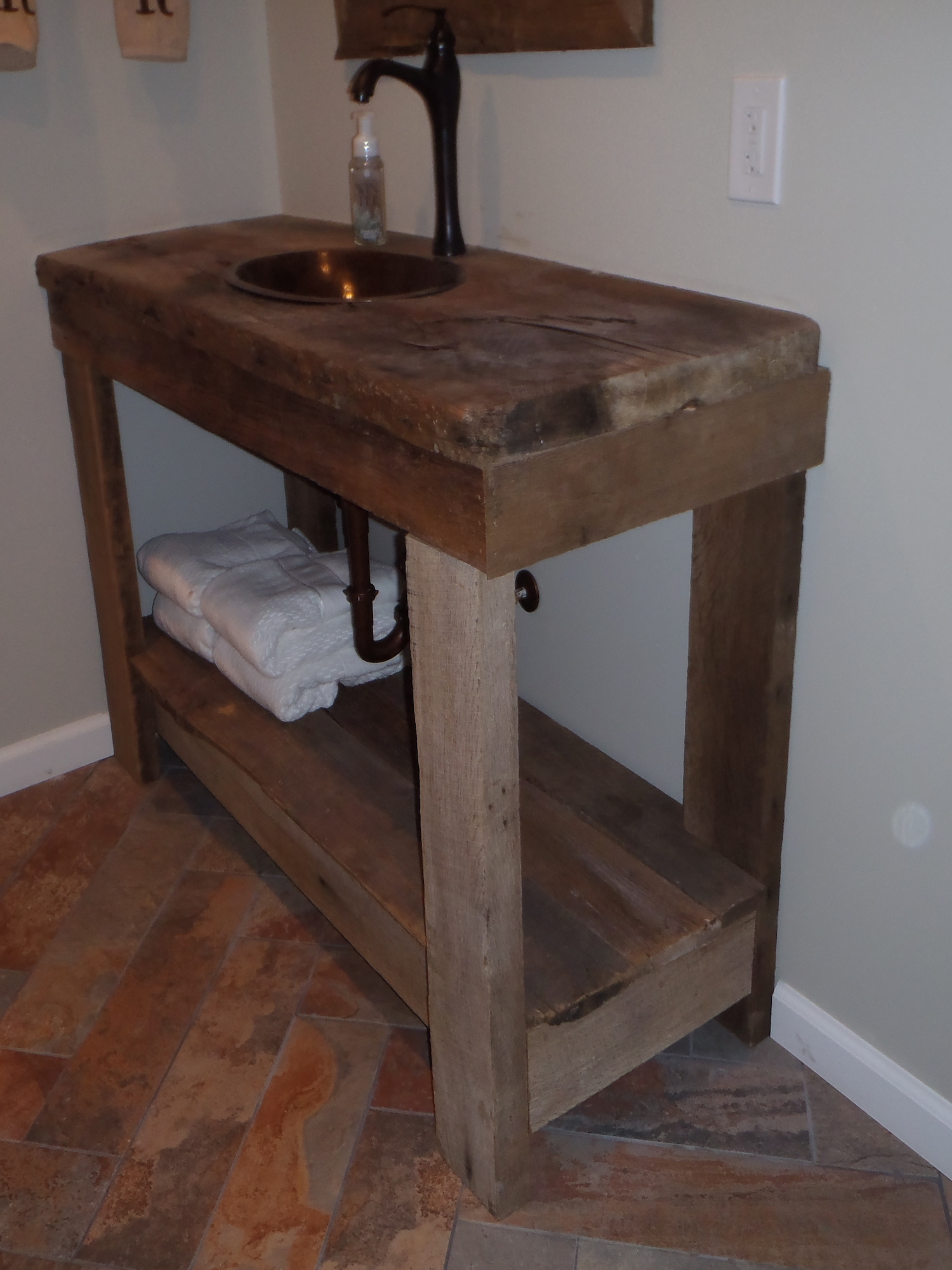 A handmade washbin designed and created by a customer